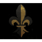 Black Gold Fleur De Lis Iron On Heat Transfer Rhinestone Bling Applique Patch Design